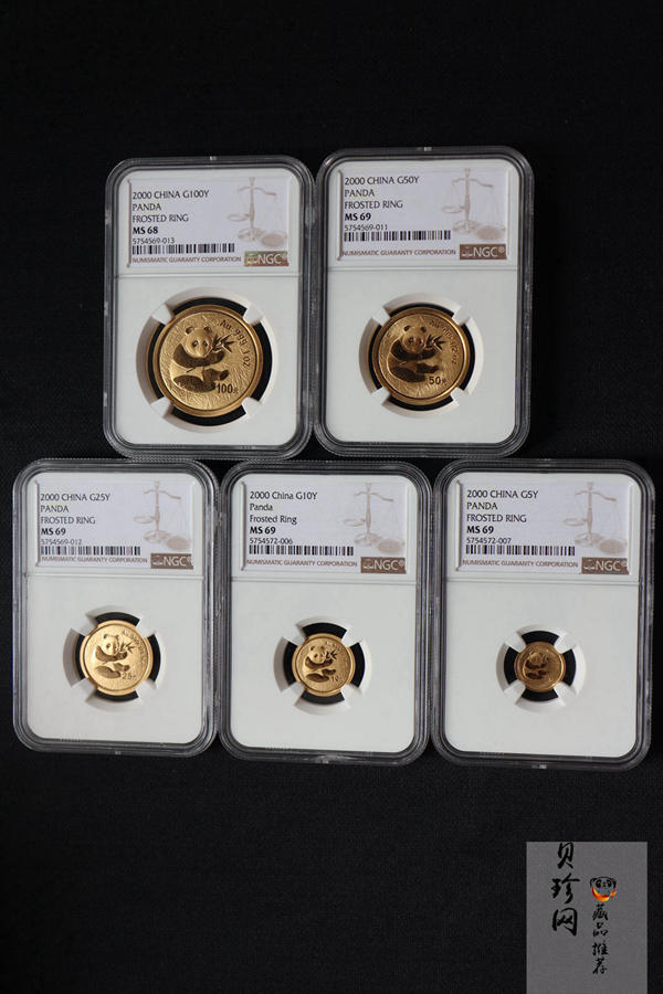 【009050】2000年熊猫普制金币五枚一套