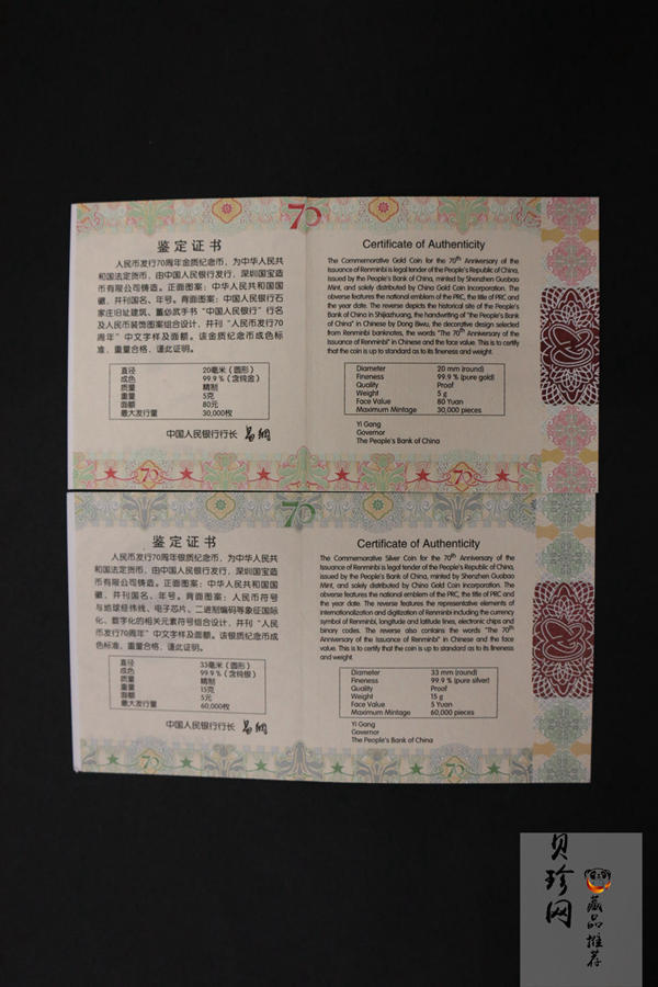 【189260】2018年人民币发行70周年5克圆形金+15克圆形银套币