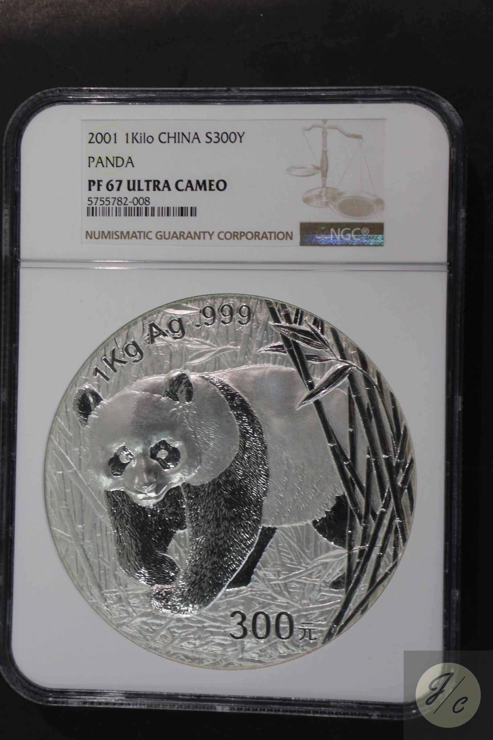 【010107】2001版熊猫金银纪念币1公斤精制银币