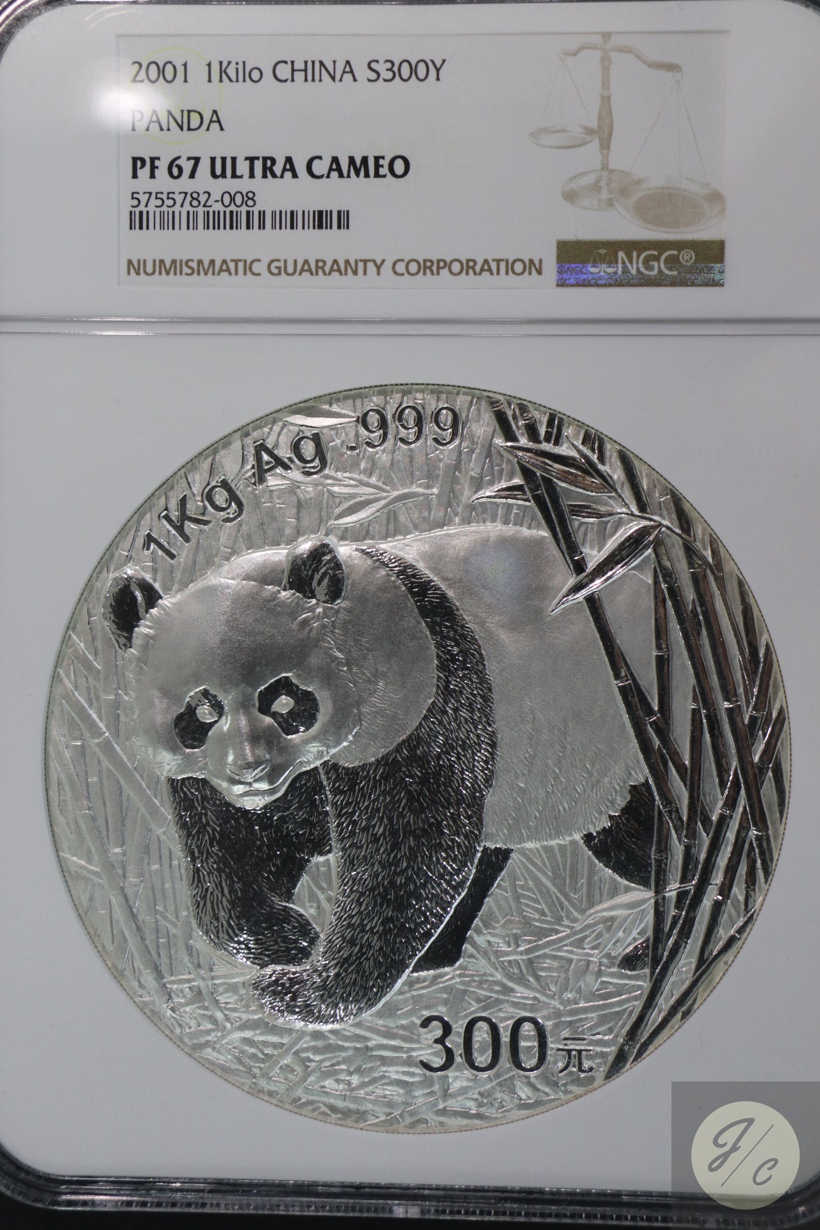【010107】2001版熊猫金银纪念币1公斤精制银币