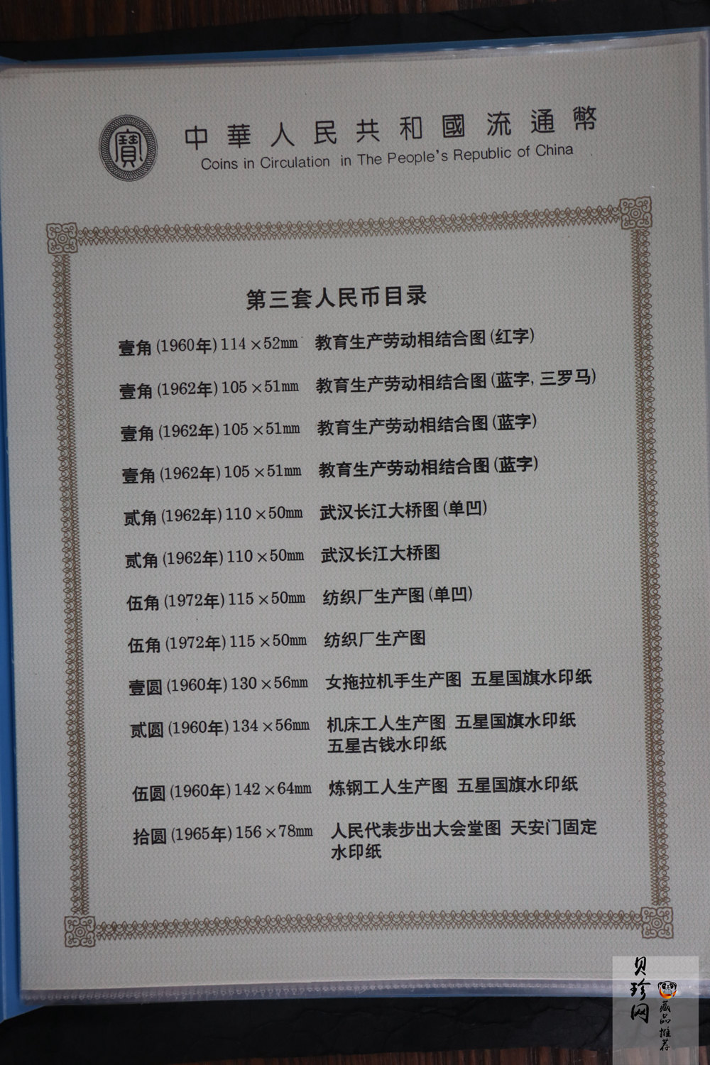 【009530】中华人民共和国流通币集存薄第三 . 四套