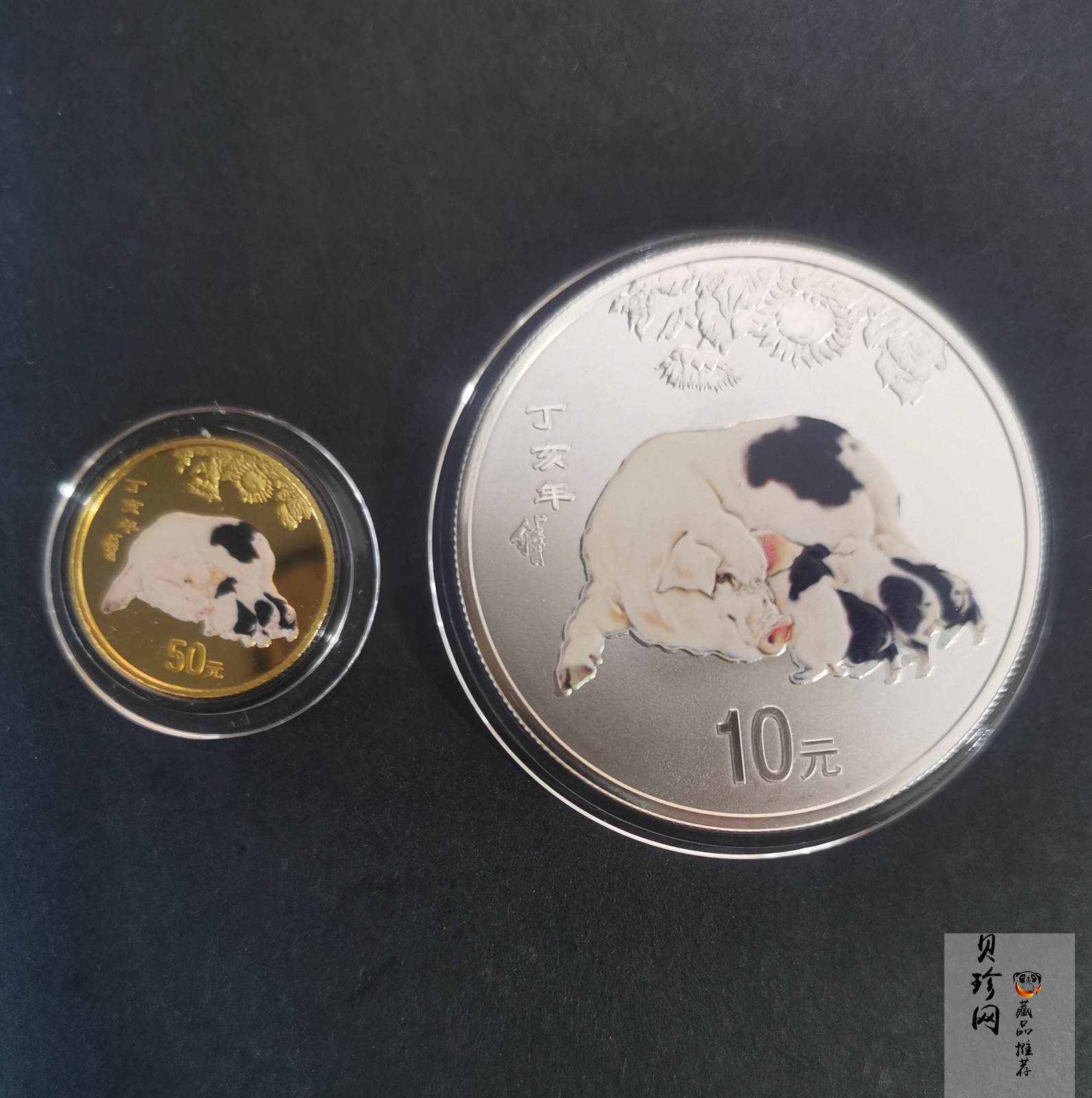 【079020】2007猪年彩色生肖金银币2枚一套