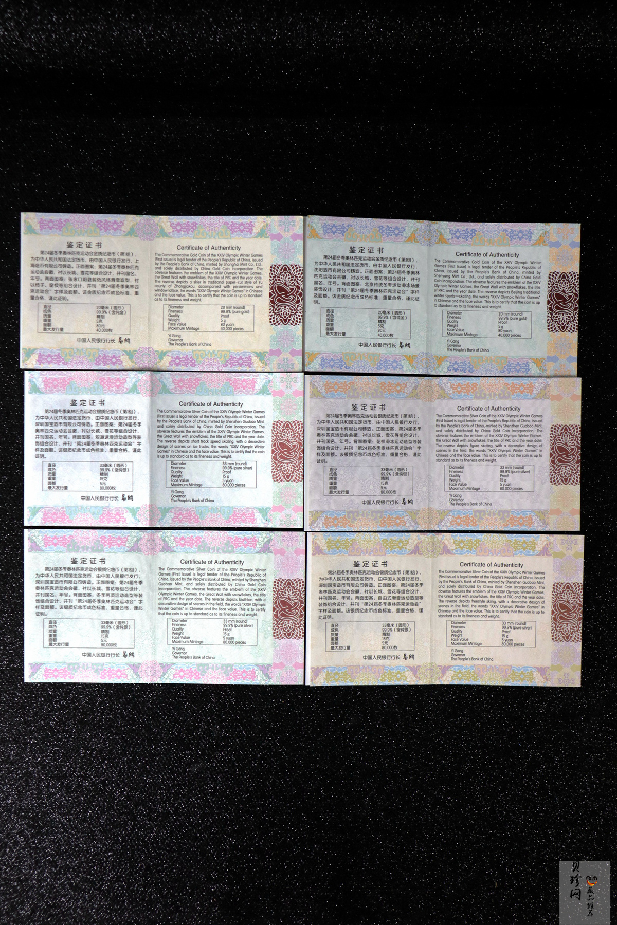【209290】2020年第24届冬季奥林匹克运动会（第1组）金银币六枚一套