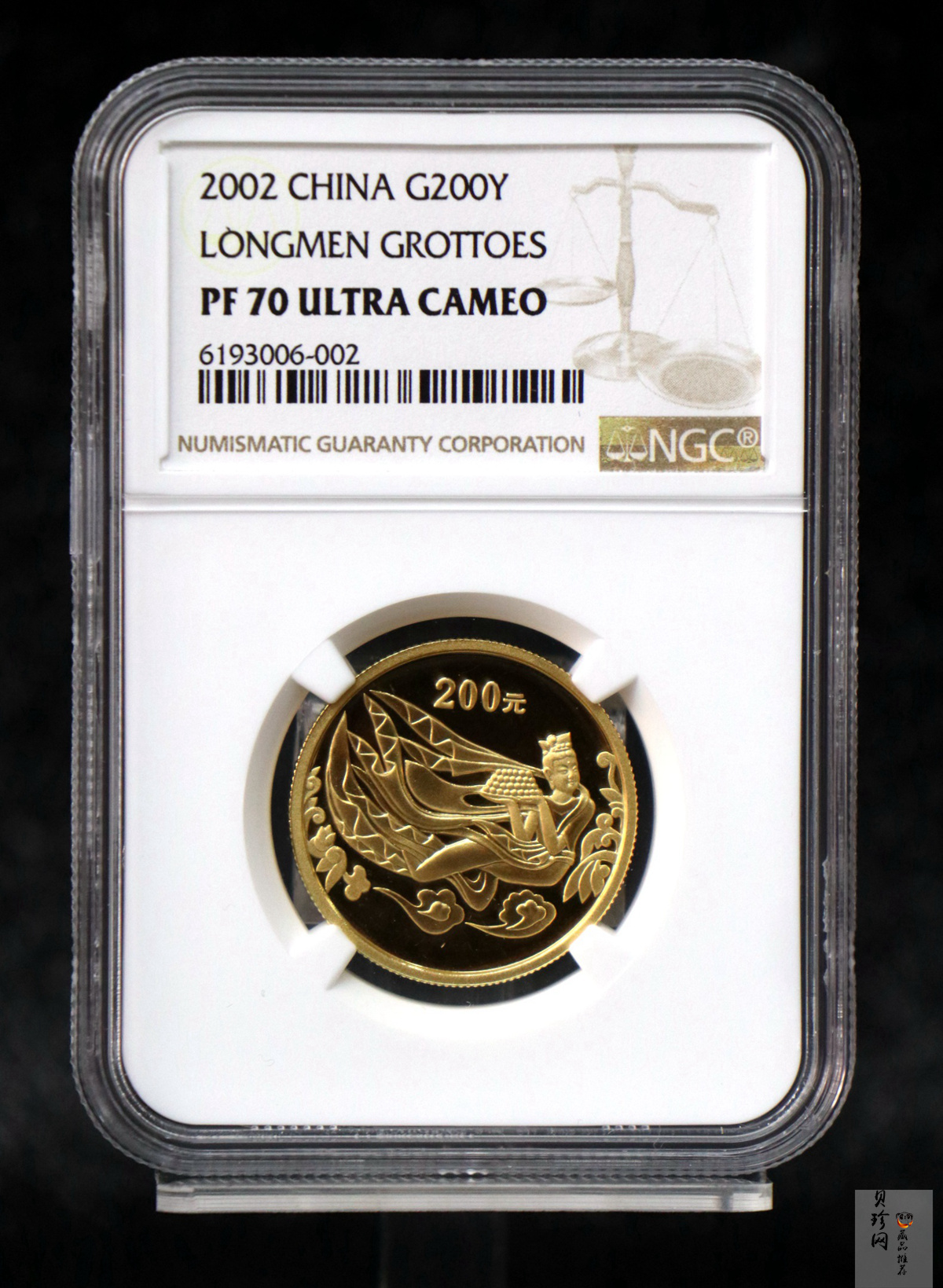 【020502】2002年中国石窟艺术（龙门）金银纪念币-飞天图1/2盎司精制金币