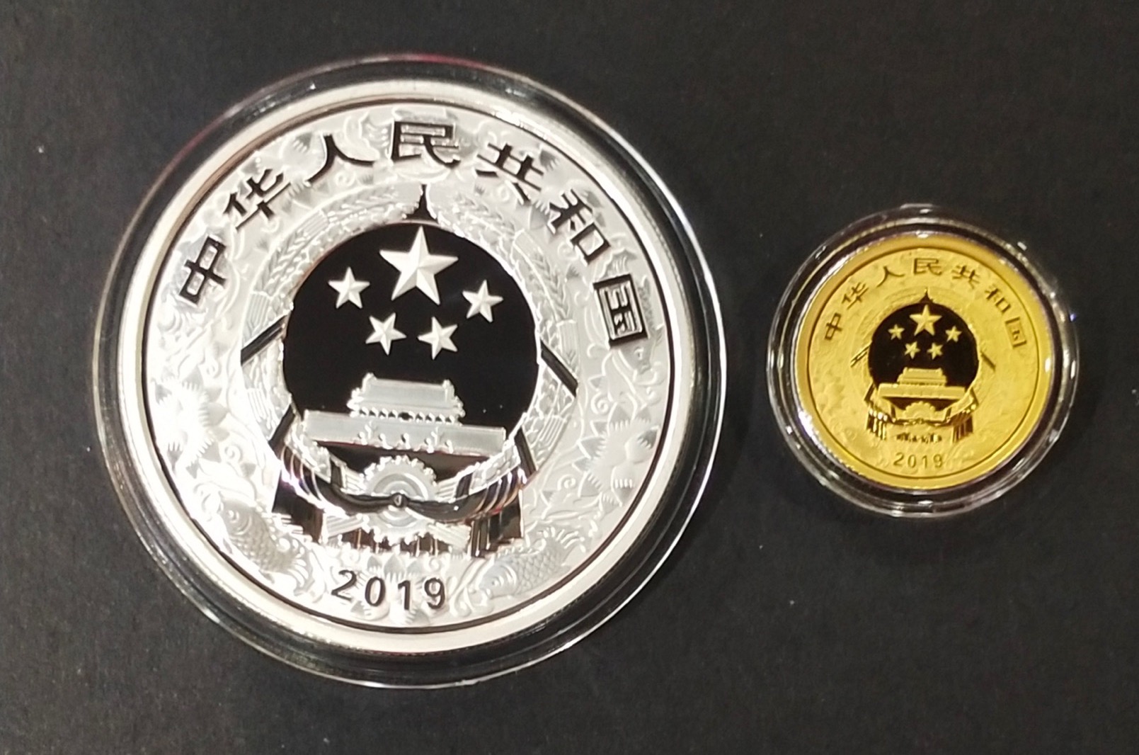 【199050】2019中国己亥（猪）年生肖精制彩金银币2枚一套