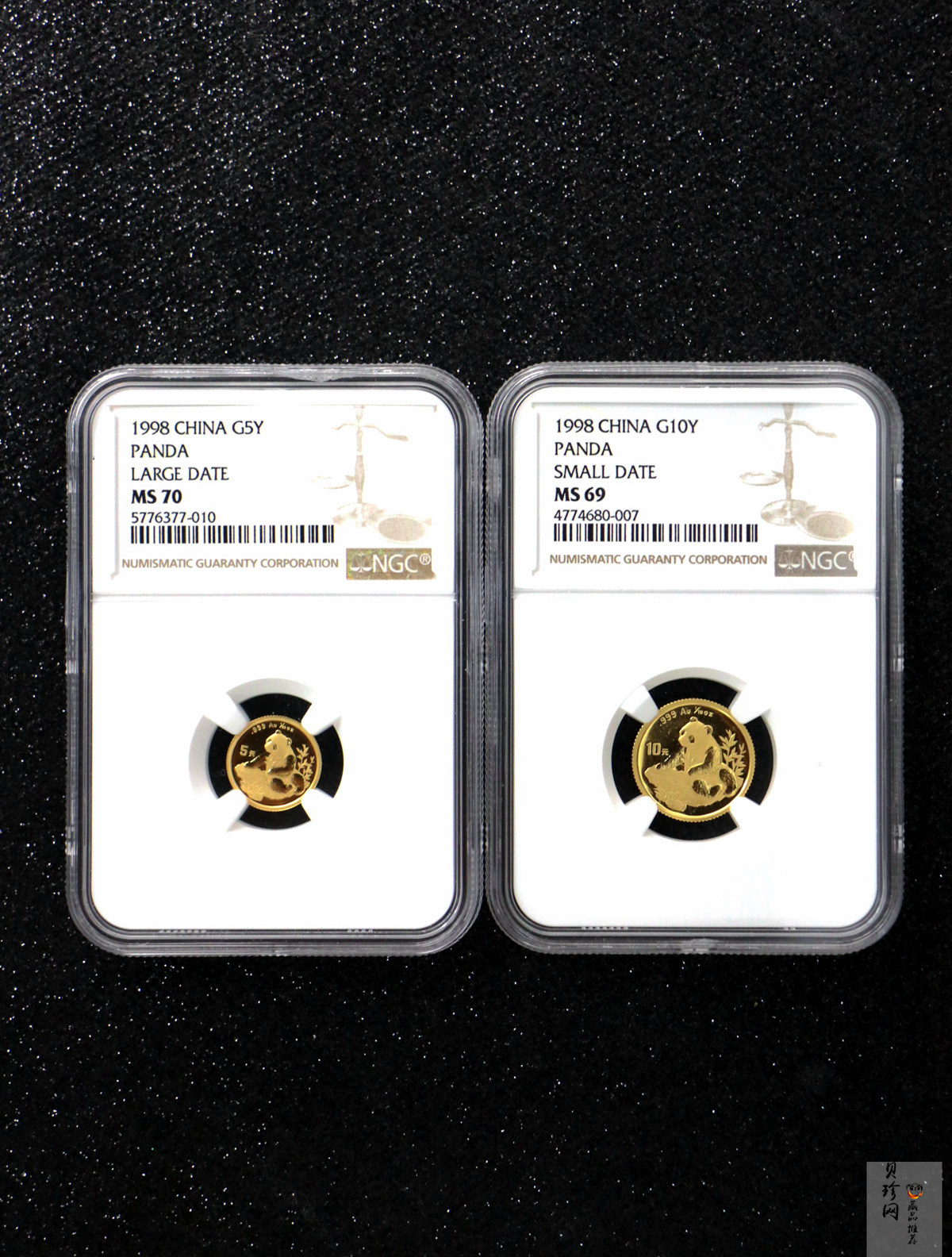 【989330】1998年熊猫普制金币5枚一套