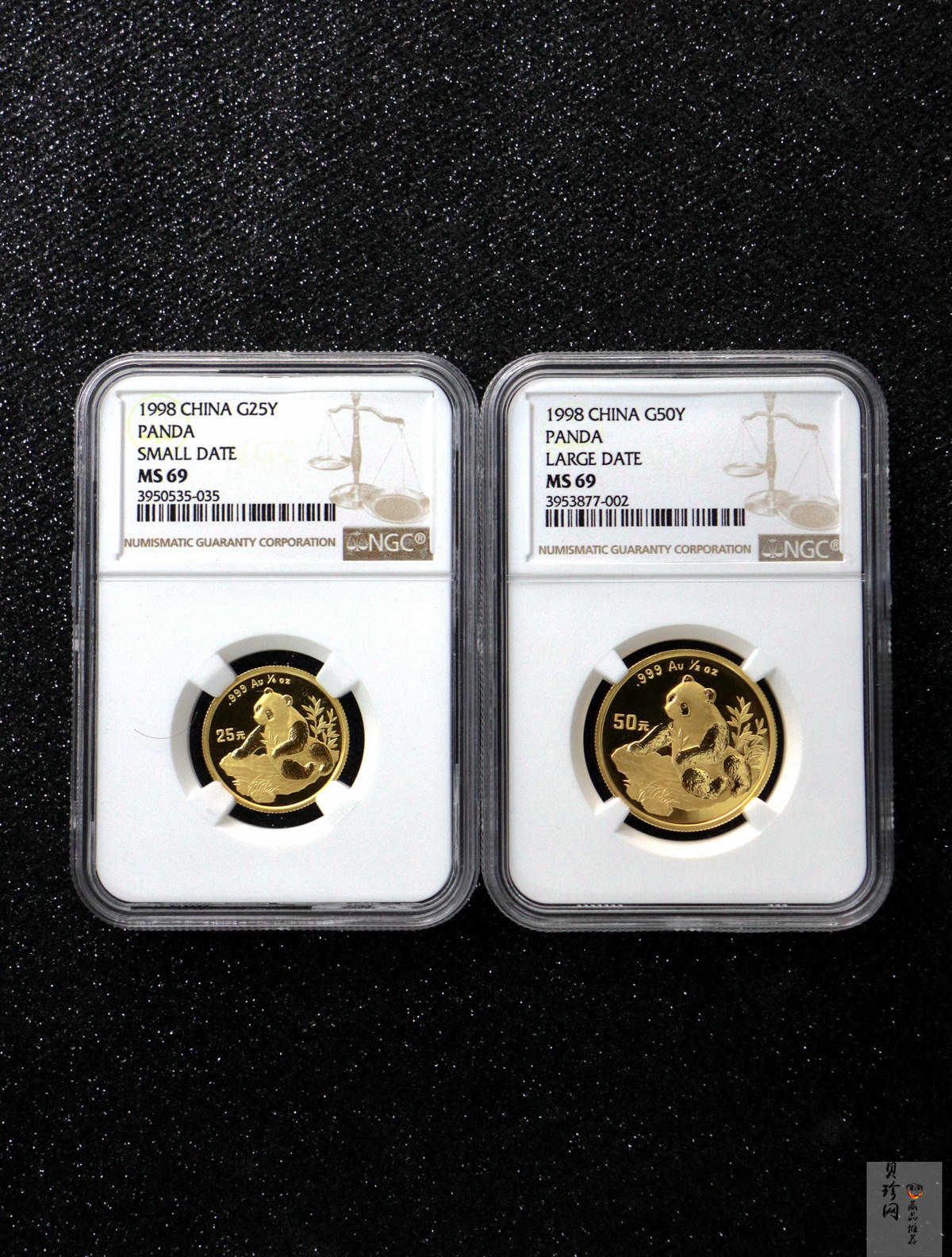 【989330】1998年熊猫普制金币5枚一套