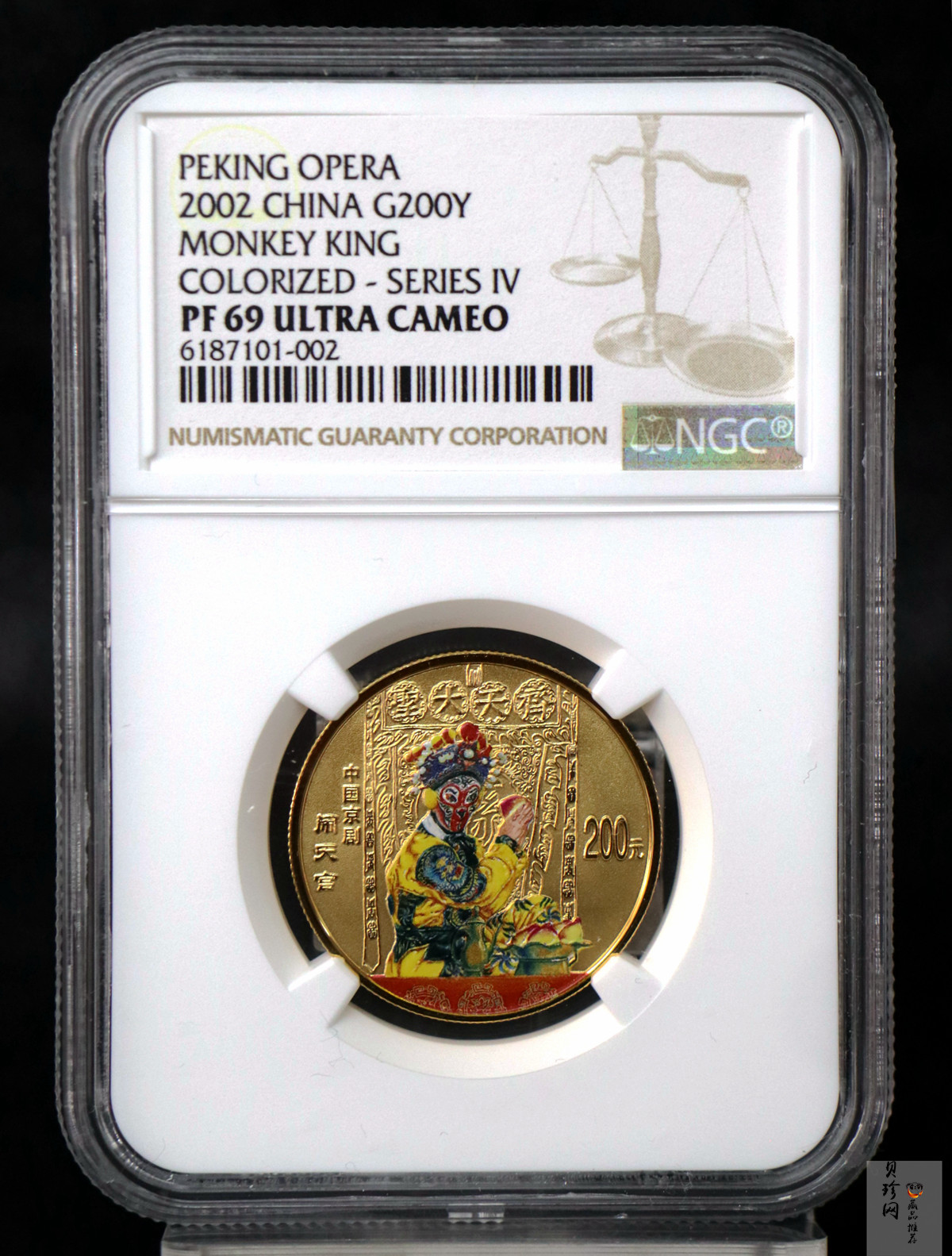 【021201】2002年中国京剧艺术彩色金银纪念币（第4组）-闹天宫1/2盎司彩色精制金币