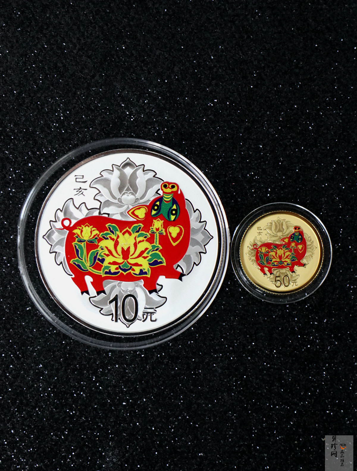 【199050】2019中国己亥（猪）年生肖精制彩金银币2枚一套