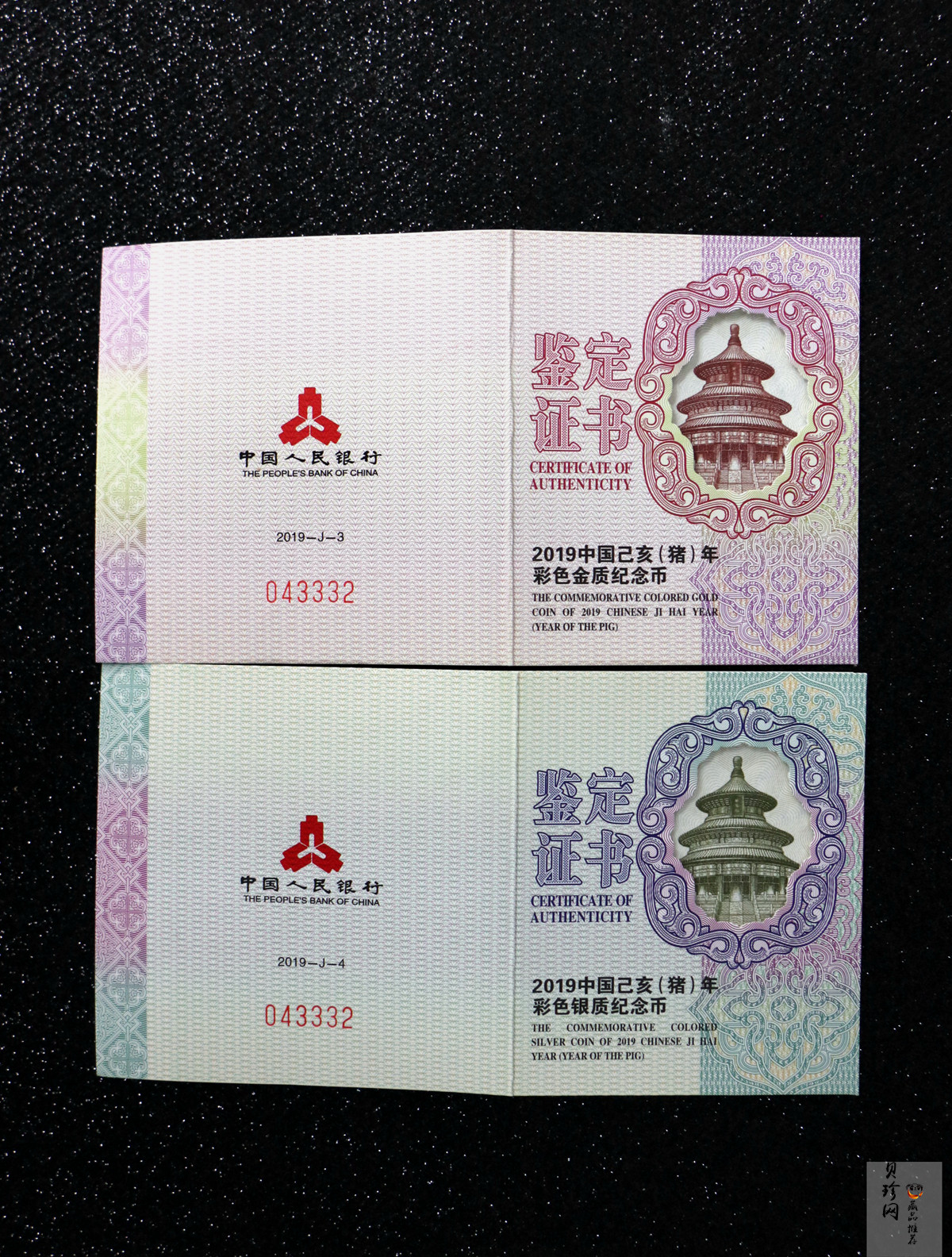 【199050】2019中国己亥（猪）年生肖精制彩金银币2枚一套