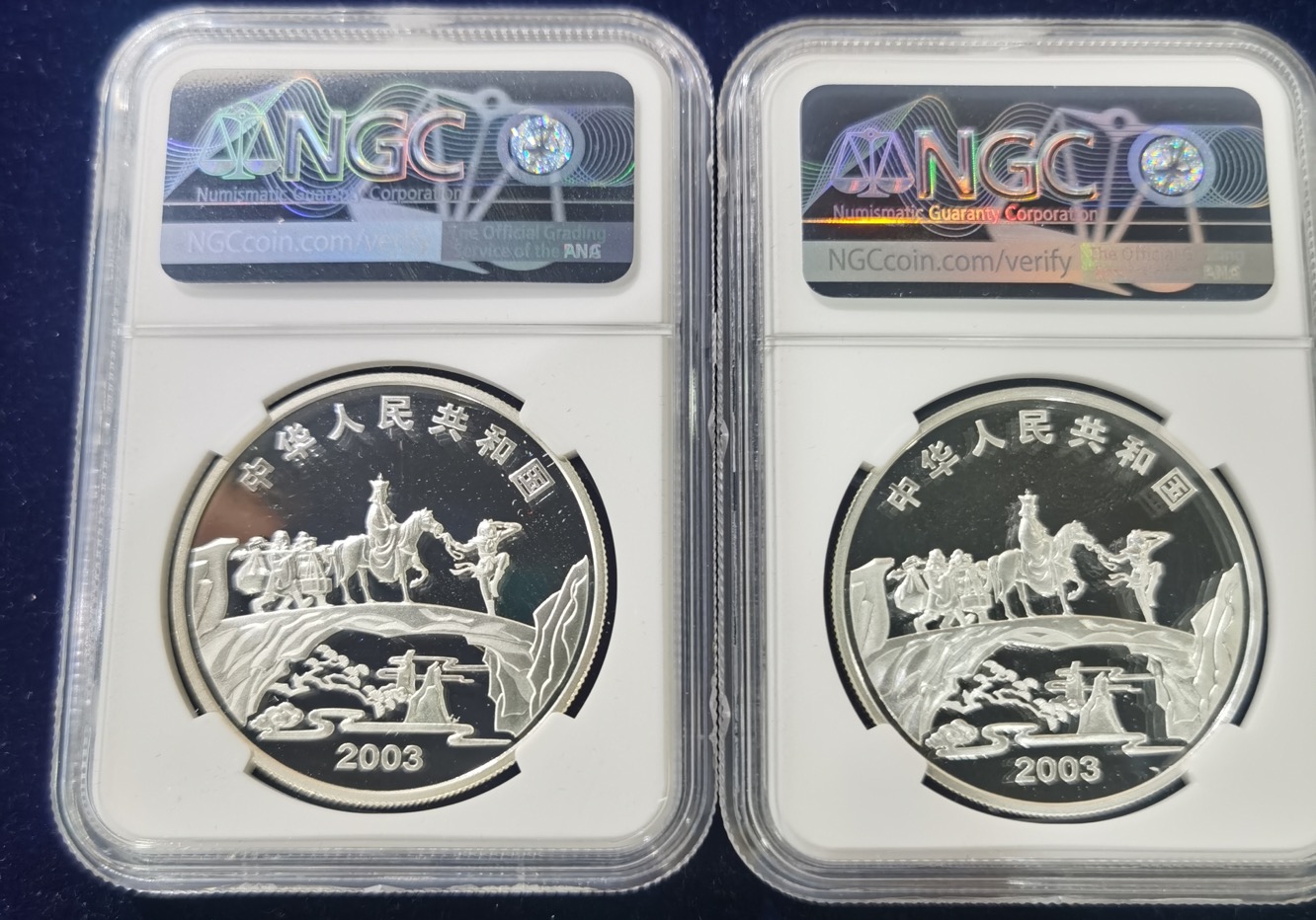 【039060】2003年中国古典文名著西游记一组1盎司彩银币两枚一套