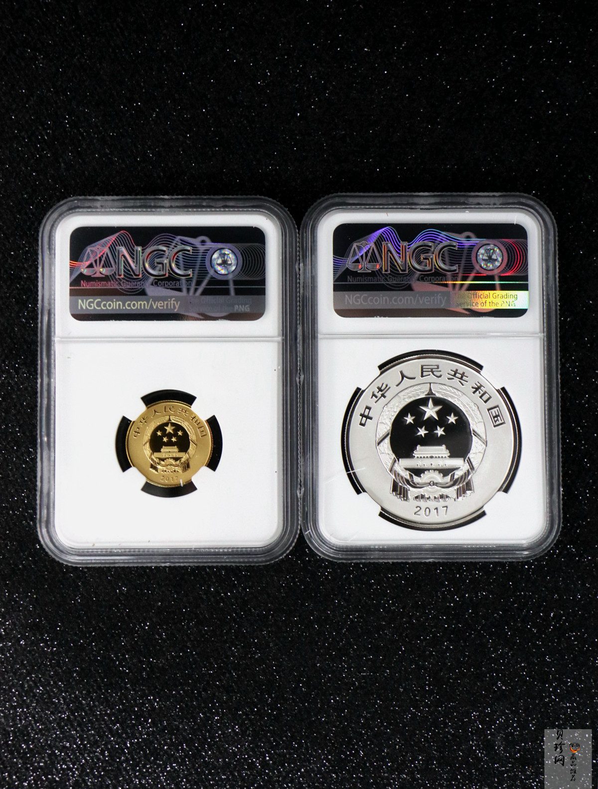 【179240】2017年吉祥文化五福拱寿金银币2枚一套