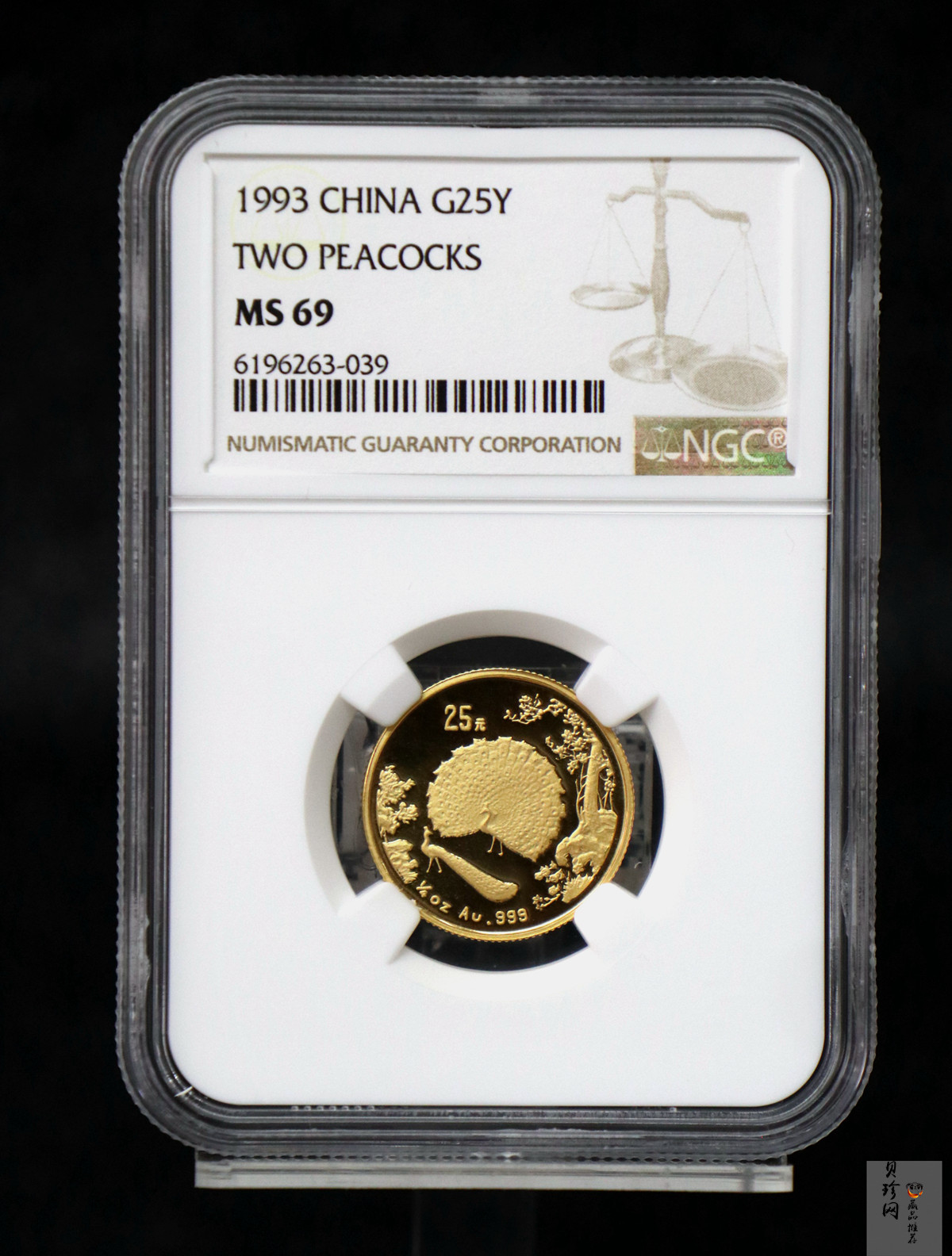 【939320】1993年中国古代名画系列（孔雀开屏）1/4盎司普制金币