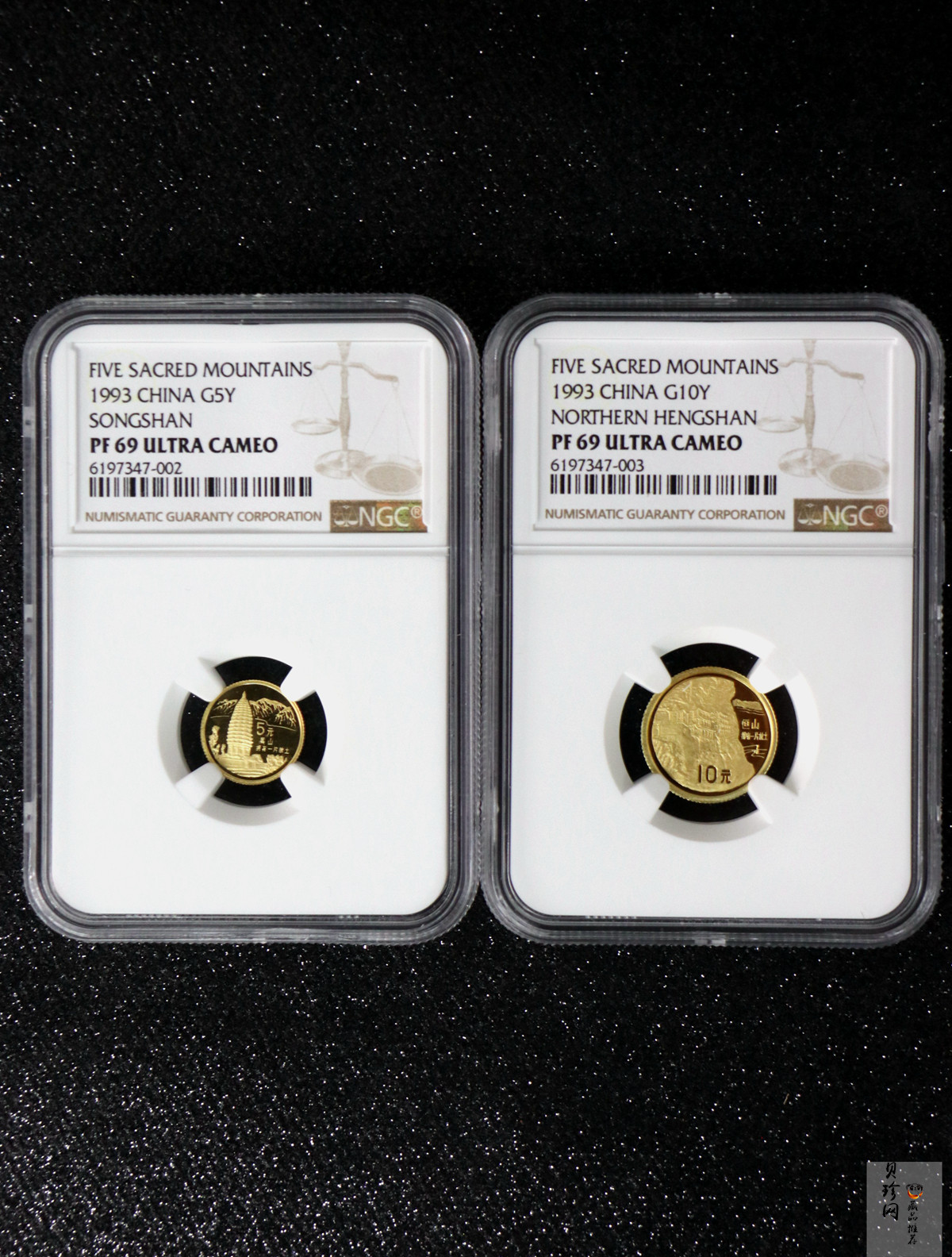 【939160】1993年“拥有一片故土”中国名胜精制金币五枚一套