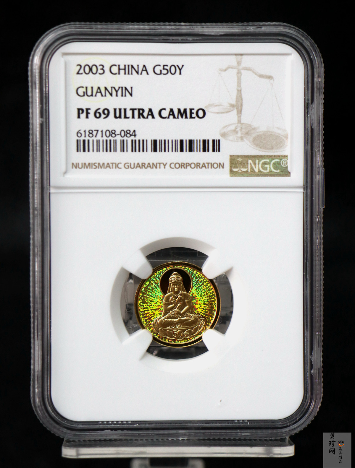 【031001】2003年观音纪念币-观音像1/10盎司圆形幻彩精制金币