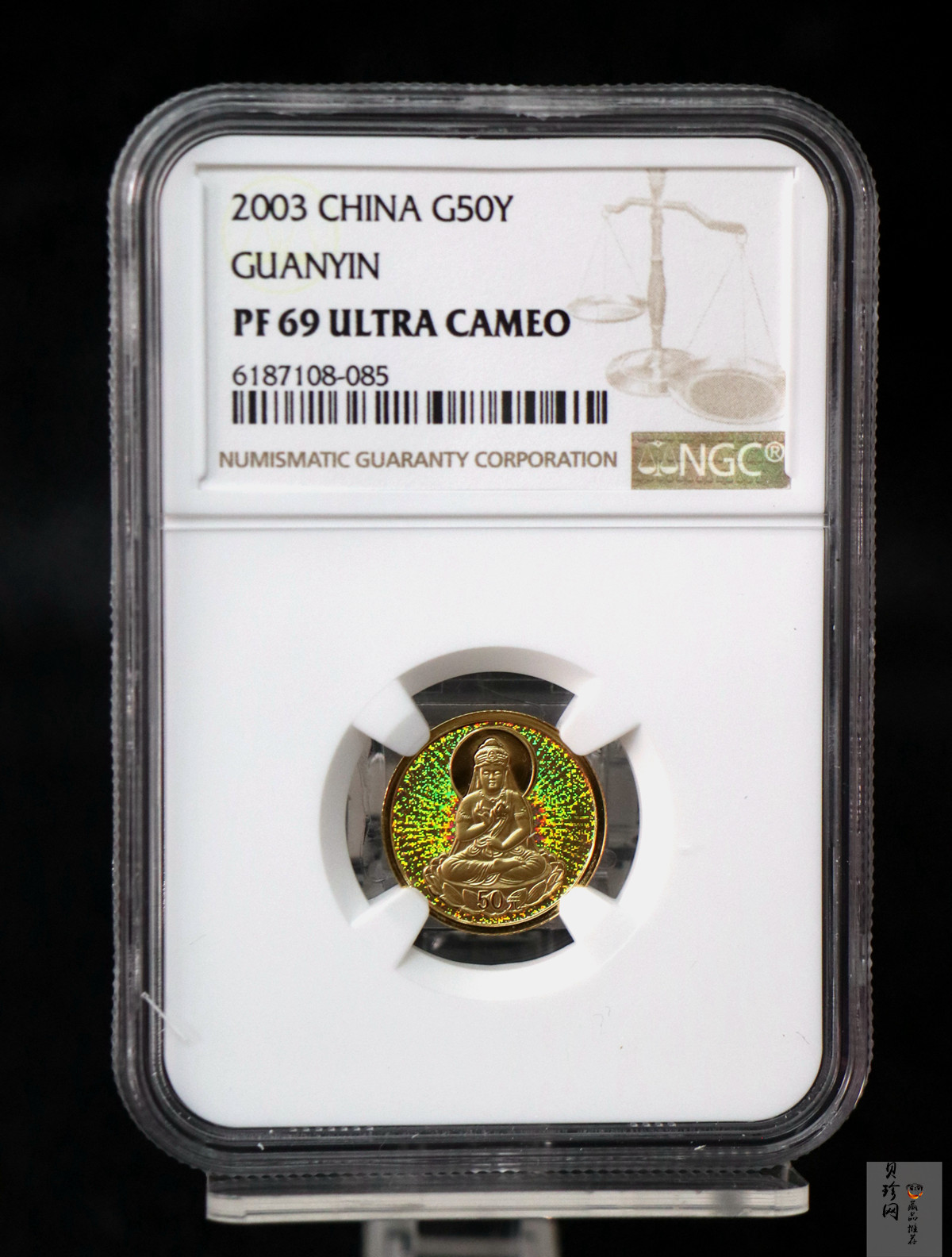 【031001】2003年观音纪念币-观音像1/10盎司圆形幻彩精制金币