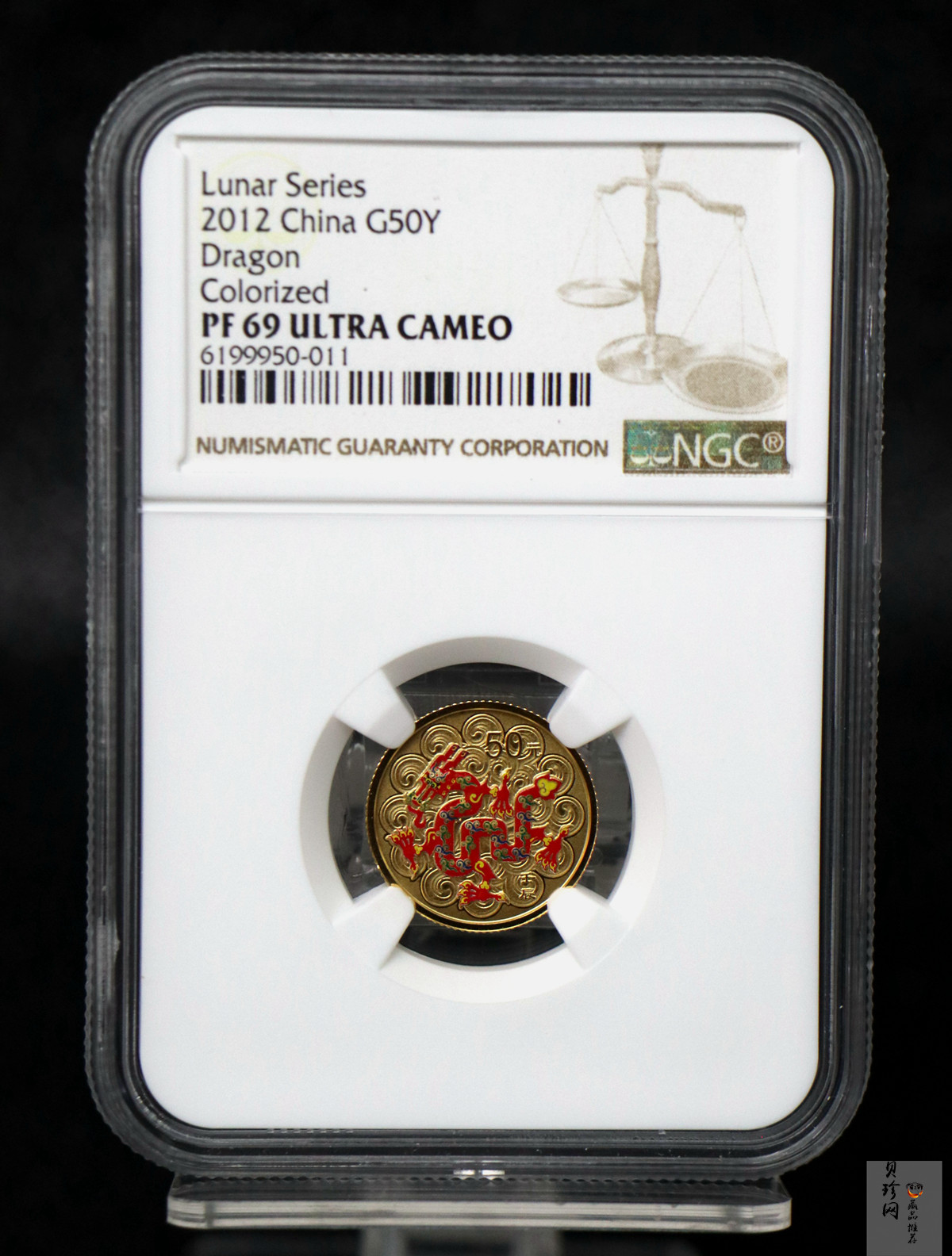 【111503】2012年壬辰龙年生肖1/10盎司精制彩金币