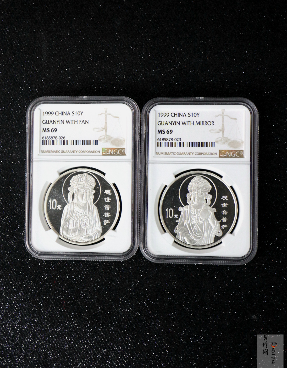 【999150】1999年观世音菩萨1盎司银币两枚一套