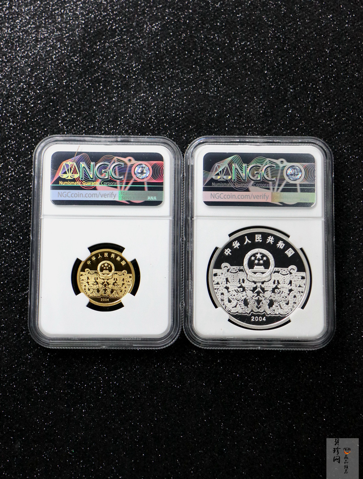 【049070】2004年中国民俗-元宵节彩色精制金银币两枚一套