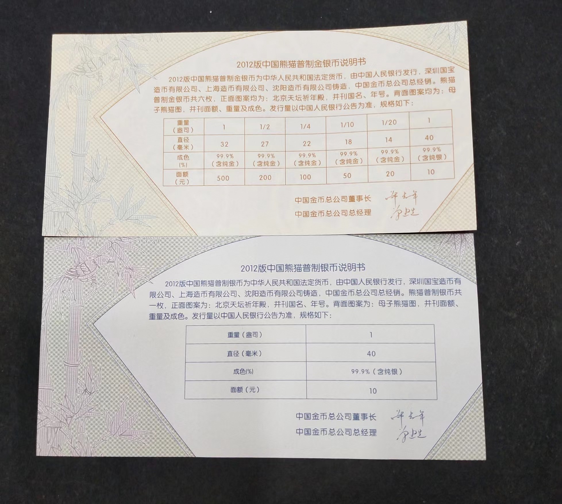 【129730】2012年熊猫普制金银币2枚一套