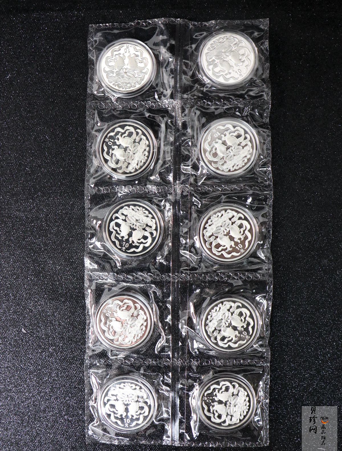 【039260】2003年中国民俗——春节银纪念币-春节吉祥装饰图1盎司精制银币10枚