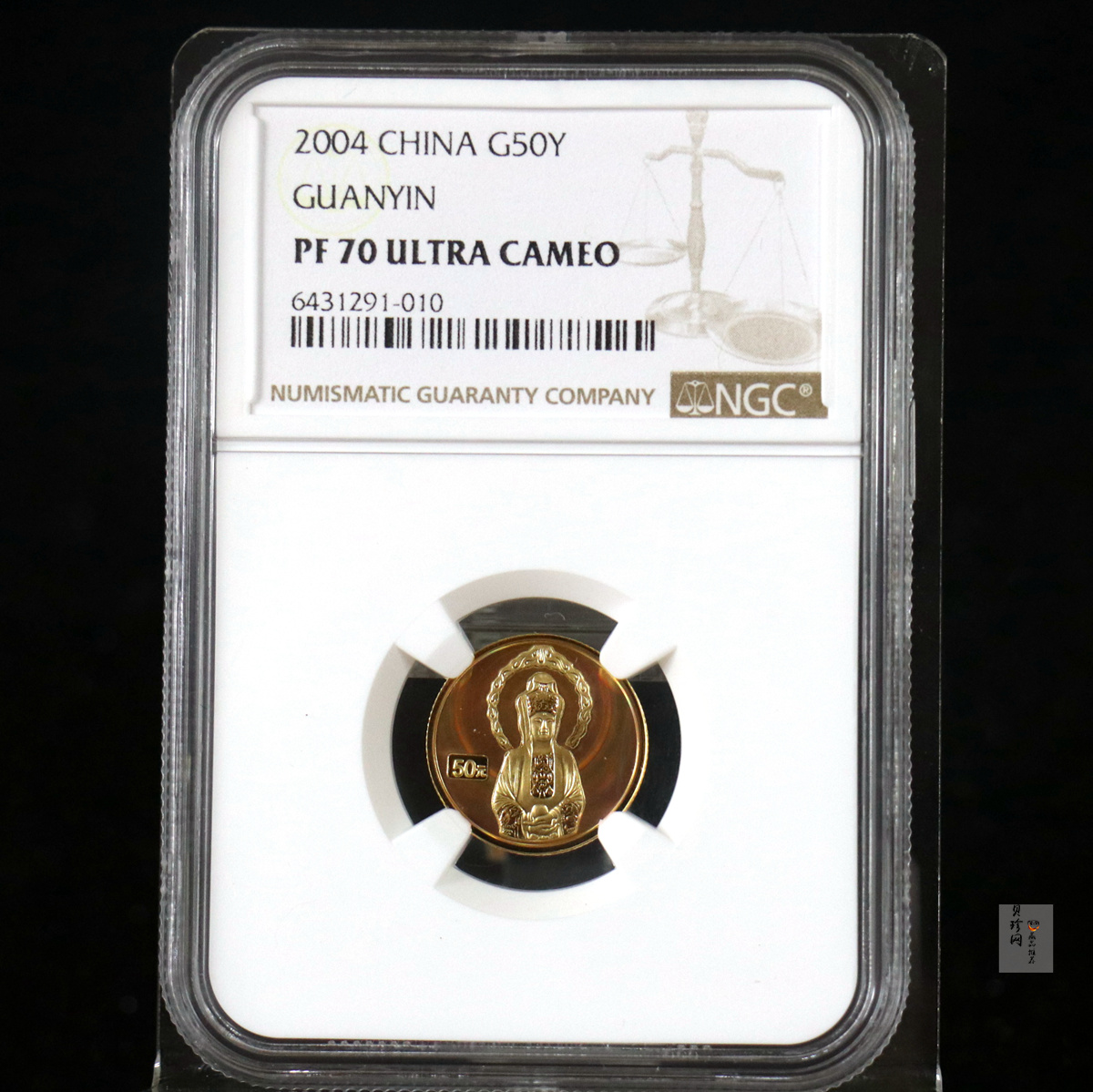 【040901】2004年观音金纪念币-白衣观音像1/10盎司幻彩精制金币