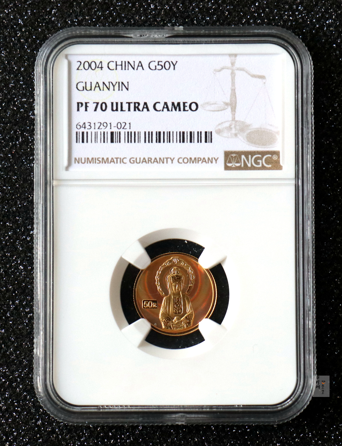 【040901】2004年观音金纪念币-白衣观音像1/10盎司幻彩精制金币