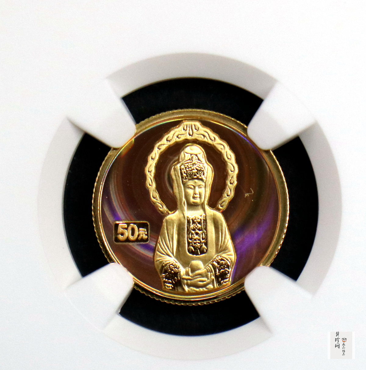 【040901】2004年观音金纪念币-白衣观音像1/10盎司幻彩精制金币