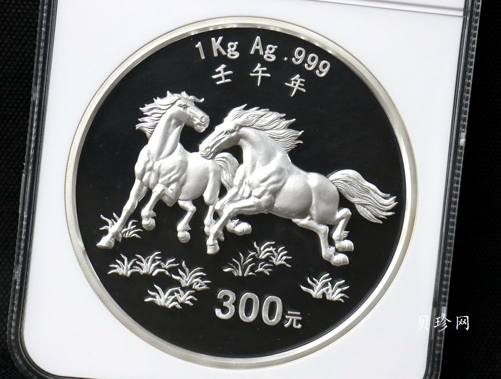 【020307】2002中国壬午（马）年金银纪念币-双马图1公斤精制银币
