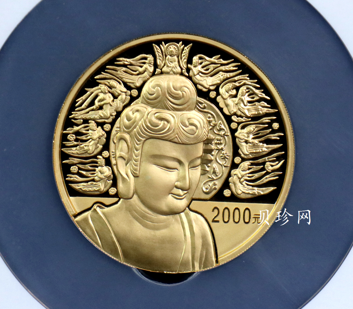 【040601】2004年中国石窟艺术（麦积山）金纪念币-麦积山石窟坐佛像（局部）和飞天图案5盎司精