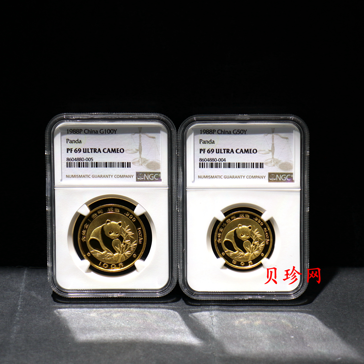 【889080】1988年熊猫精制金币五枚一套