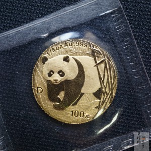 【010103】2001版熊猫金银纪念币1/4盎司普制金币