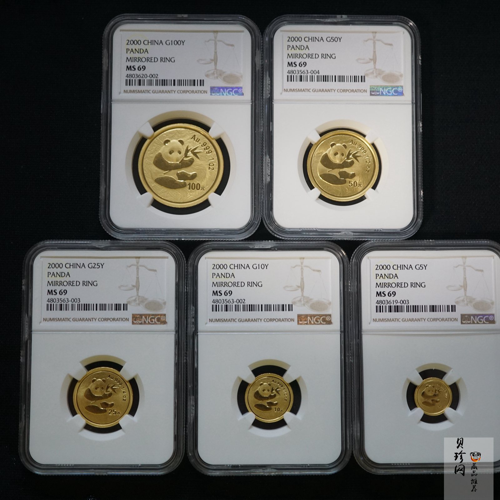 【009050】2000年熊猫普制金币五枚一套