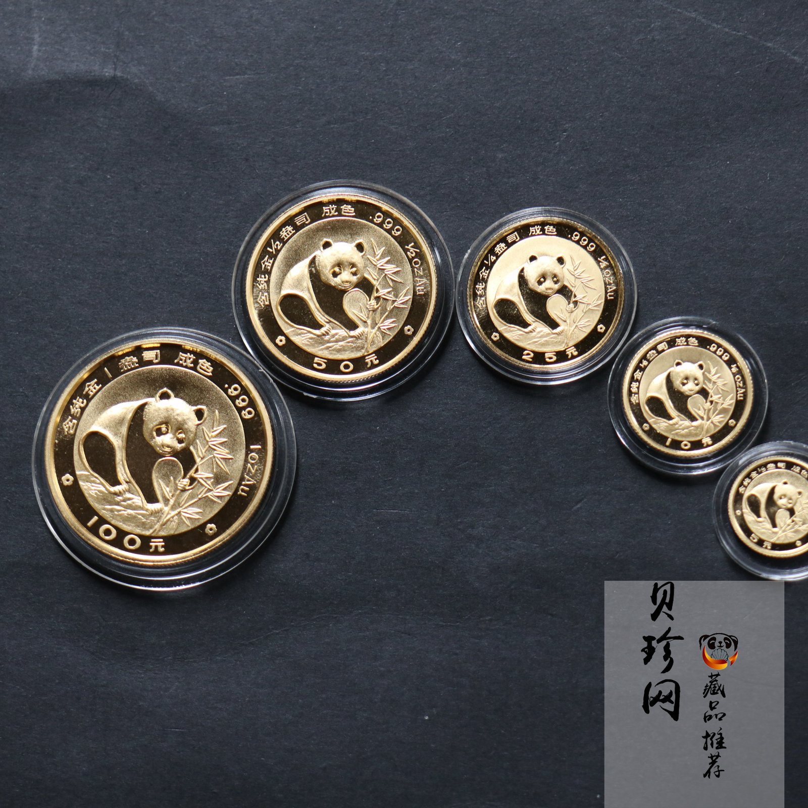 【889010】1988年熊猫普制金币五枚一套