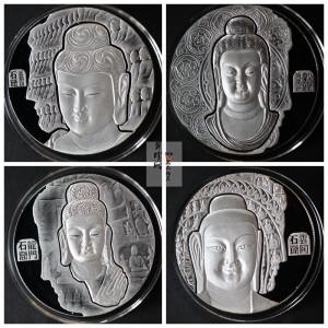 【199560】中国石窟艺术60g纪念银章4枚一套