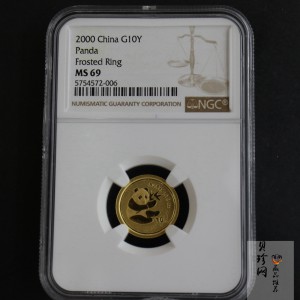 【000104】2000版熊猫金银纪念币1/10盎司普制金币
