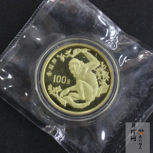 【880601】1988年珍稀动物（第1组）-金丝猴8克精制金币