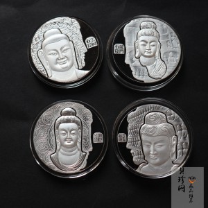 【199560】中国石窟艺术60g纪念银章4枚一套