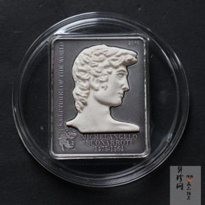 【109350】2010年新西兰大卫.米开朗基罗25g雕塑银币