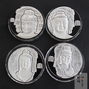 【199560】中国石窟艺术60g纪念银章4枚一套