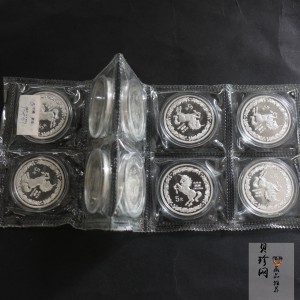 【969040】1996版麒麟金银铂纪念币20克圆形银质纪念币10枚一套