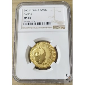 【010102】2001版熊猫金银纪念币1/2盎司普制金币