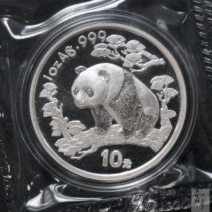 【970109】1997版熊猫金银铂及双金属纪念币1盎司普制银币