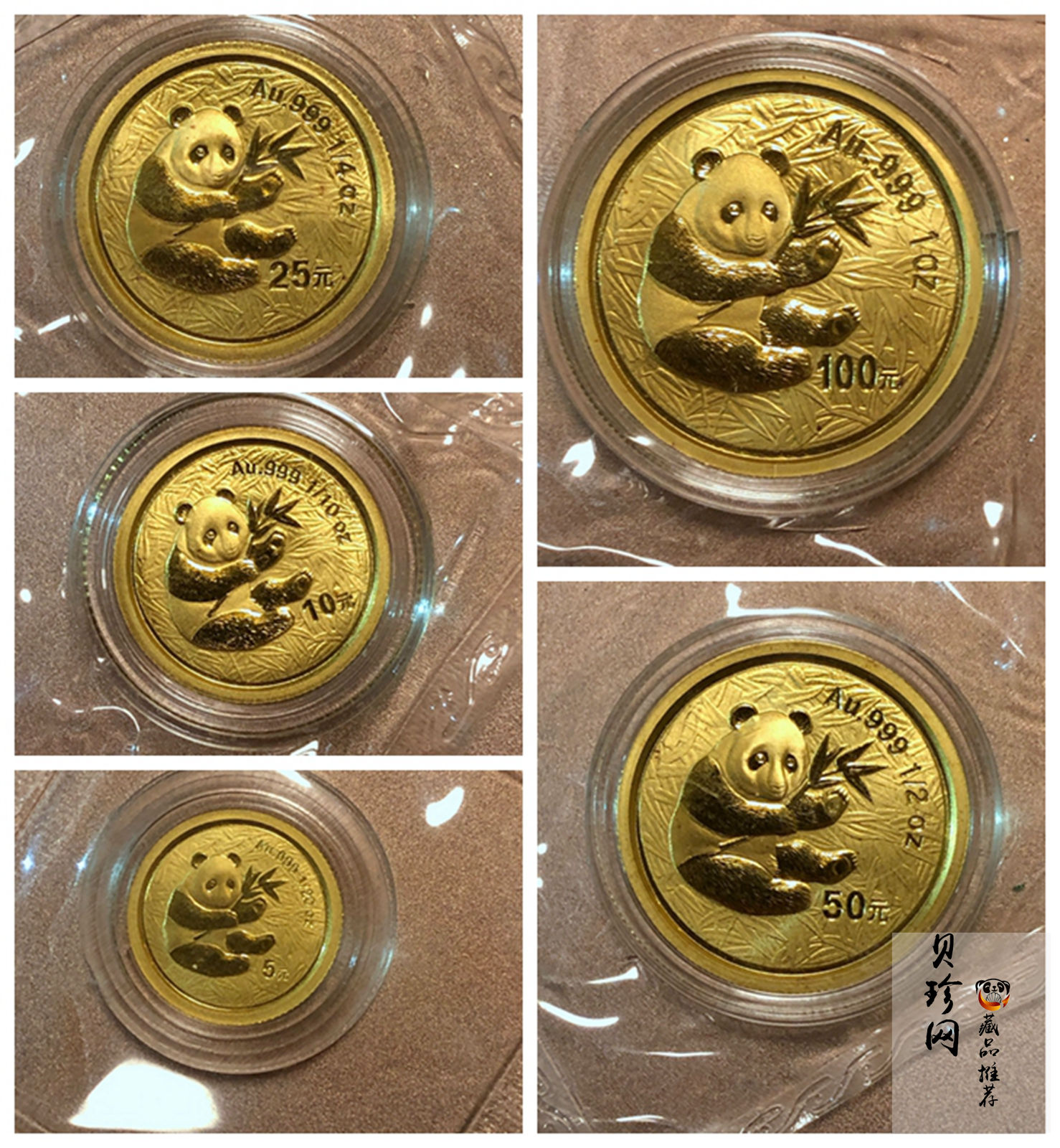 【009050】2000年熊猫普制金币五枚一套