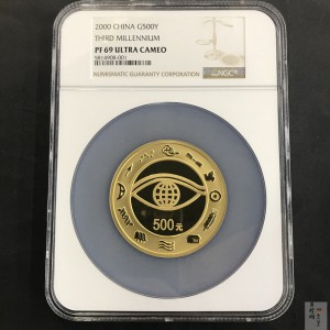 【000602】2000年千年纪念金银及双金属纪念币5盎司精制金币