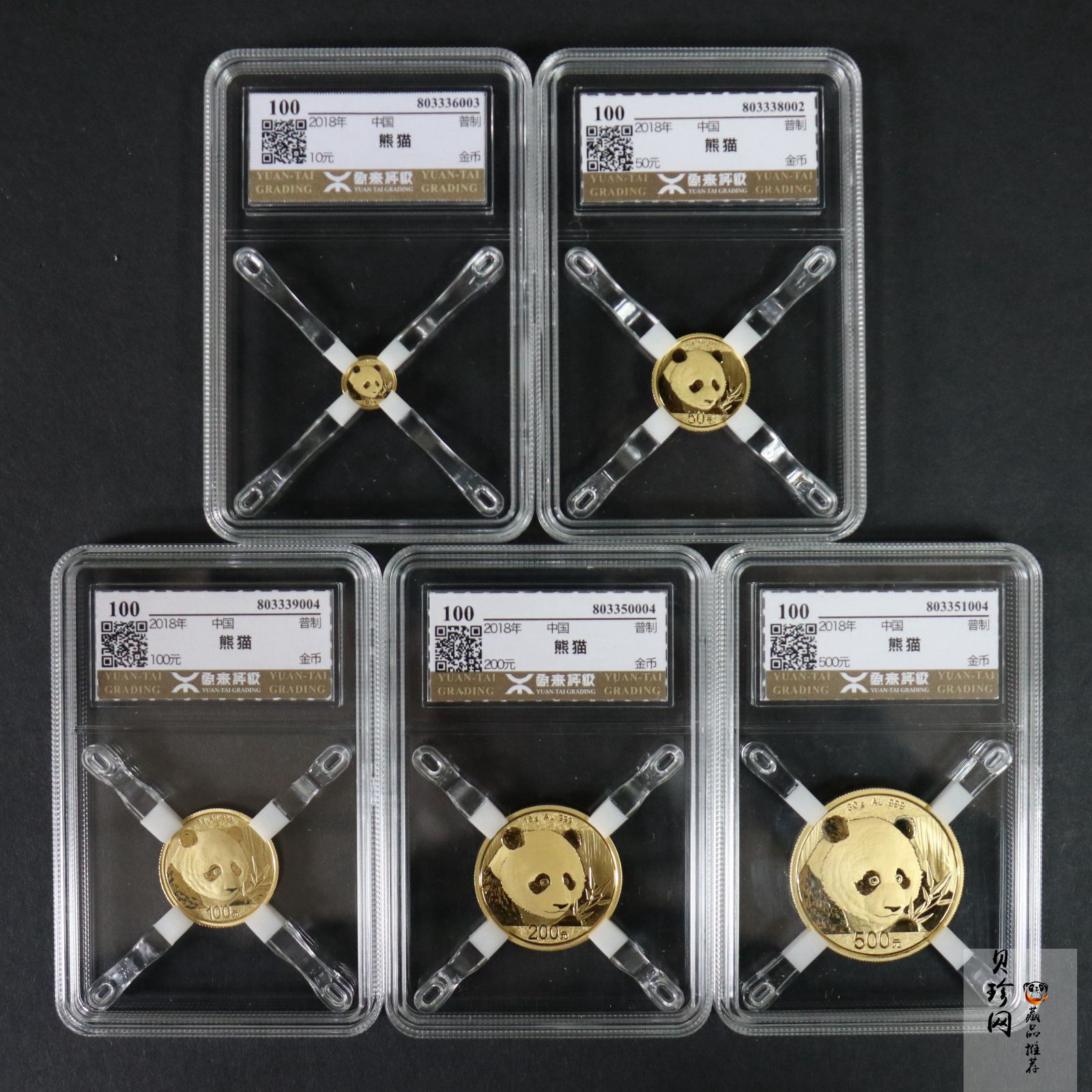【189160】2018年熊猫普制金币五枚一套