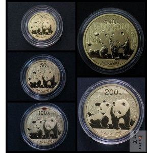 【109050】2010年熊猫普制金币5枚一套