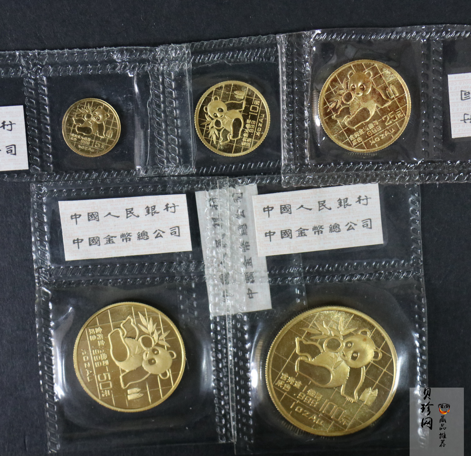 【899010】1989版熊猫普制金币五枚一套