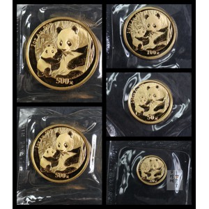 【059040】2005年熊猫普制金币5枚一套