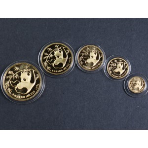 【859040】1985年熊猫普制金币五枚一套